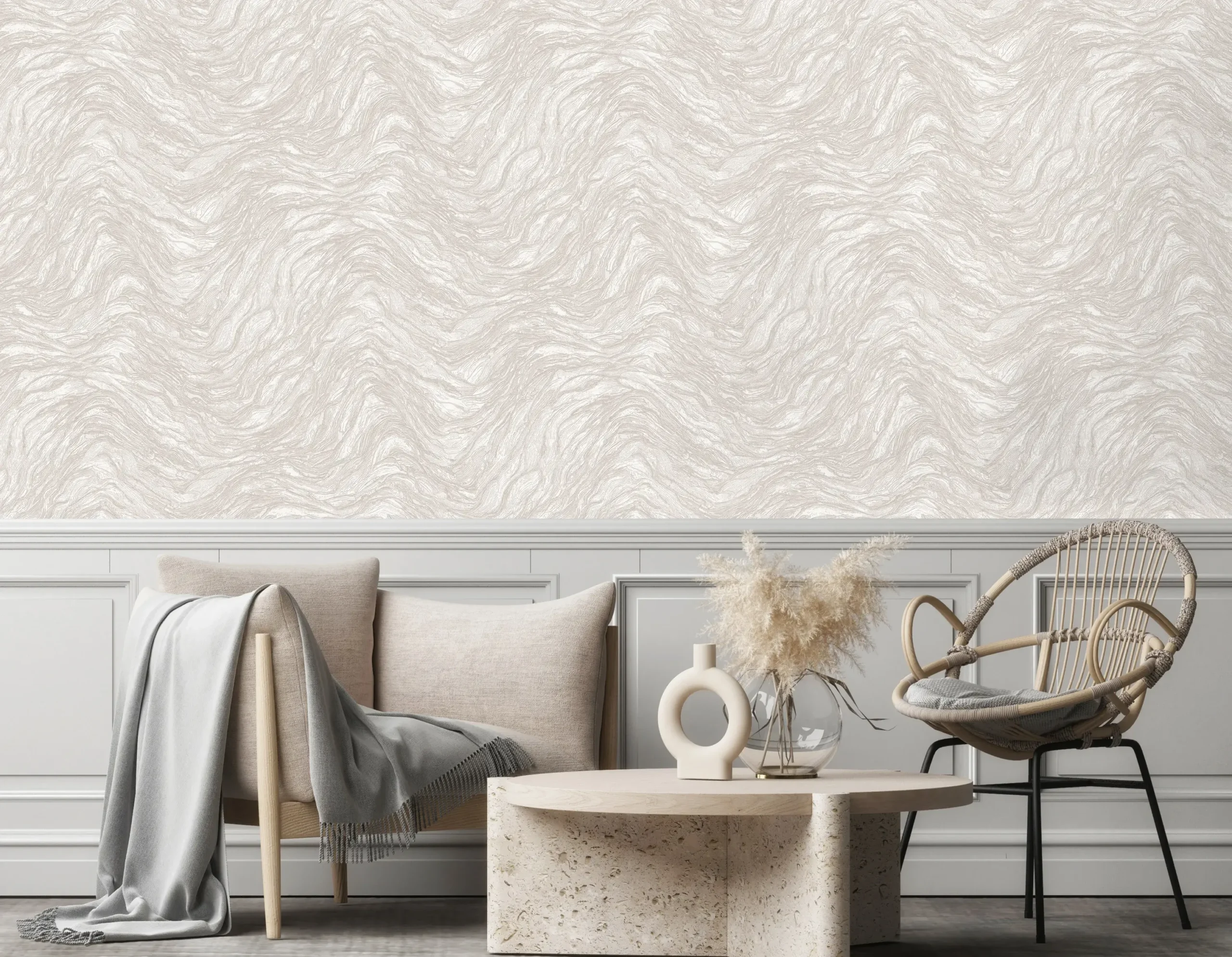 Beige Embossed Wallpaper – Understated Shimmer (24104-1)